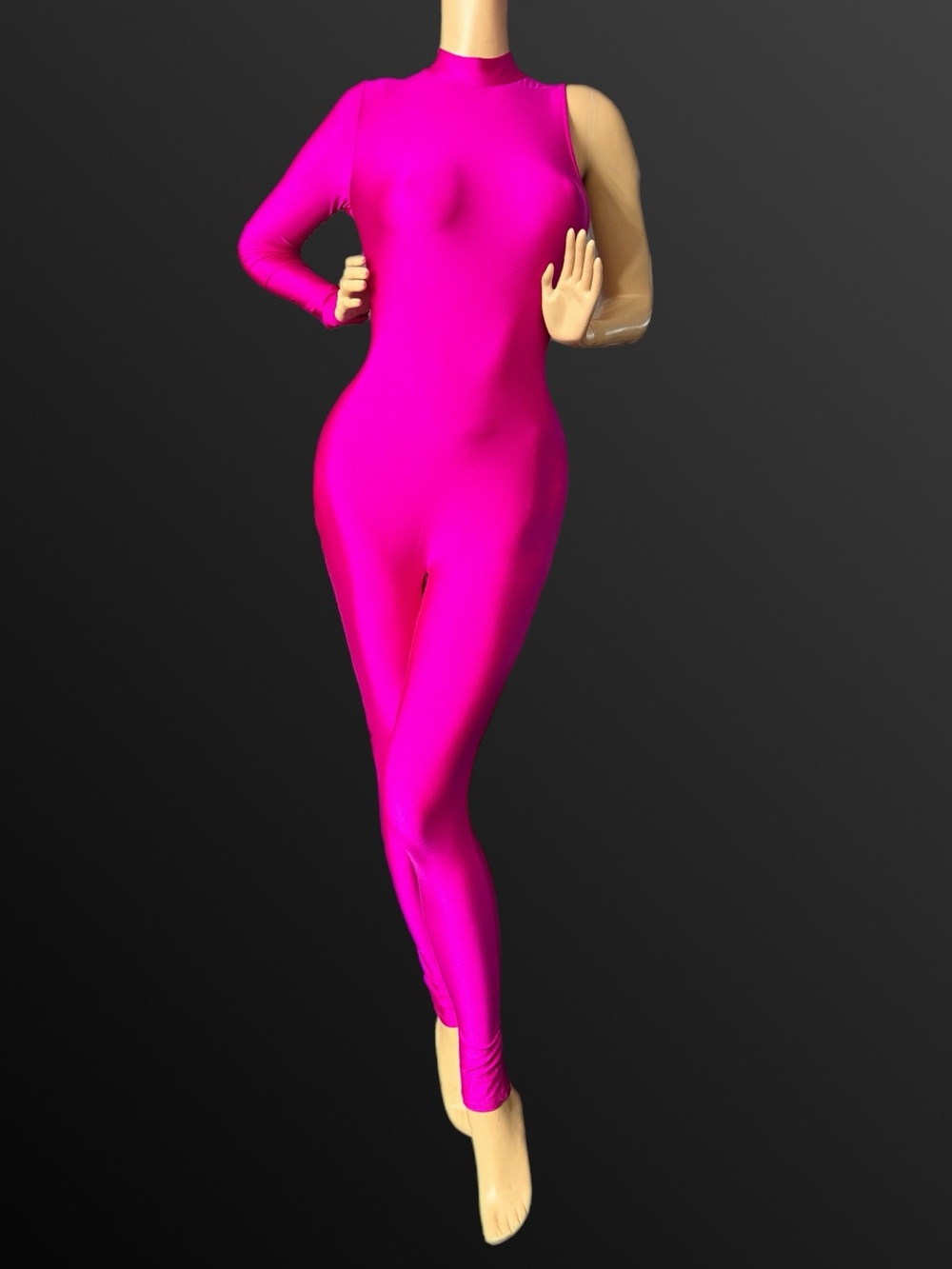 KToo Women's One-Arm Neon Pink Jumpsuit